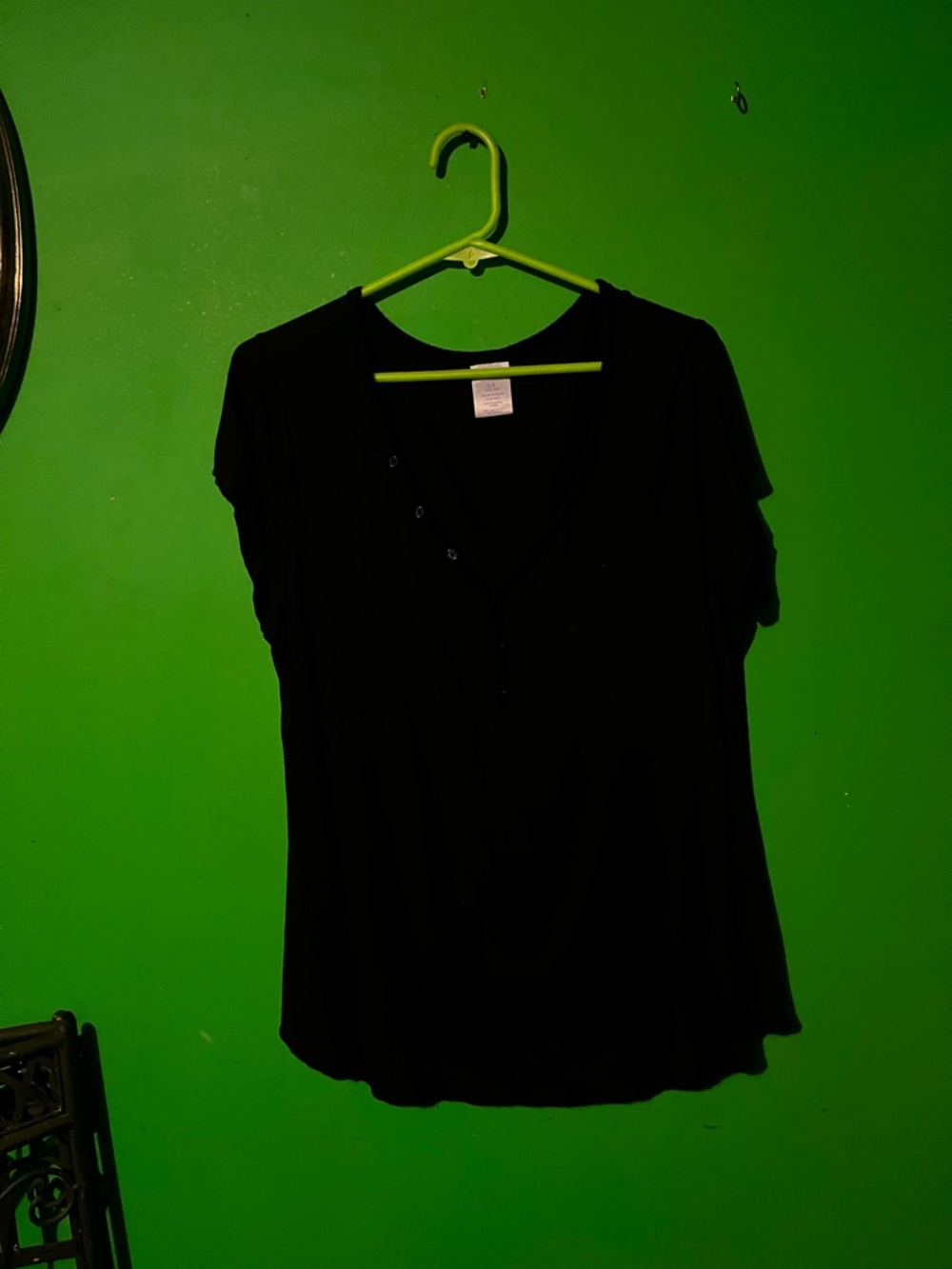 Secret Treasures Black Short Sleeve V-Neck Top